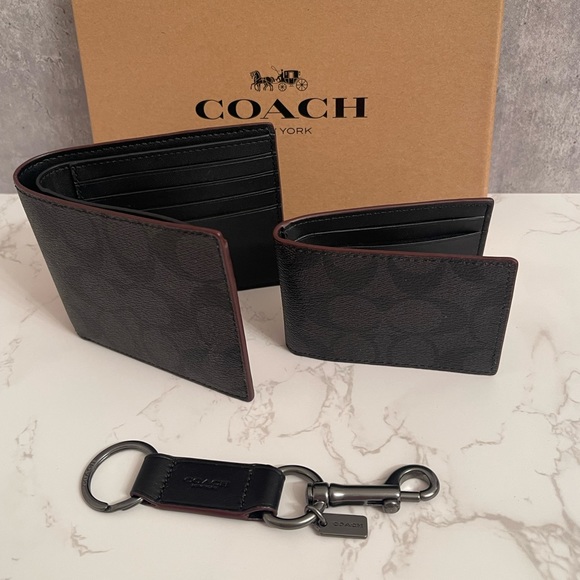 ๐ COACH Men Wallet Boxed 3 in 1 Wallet gift Set In Signature Canvas - Picture 4 of 12